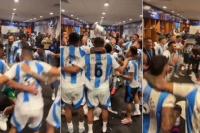 Los festejos de la Selección Argentina en el vestuario tras ganar la Copa América