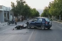 Un motociclista terminó herido tras ser embestido por un auto en Pocito