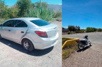 Por no respetar la señal de tránsito una moto chocó contra un automóvil